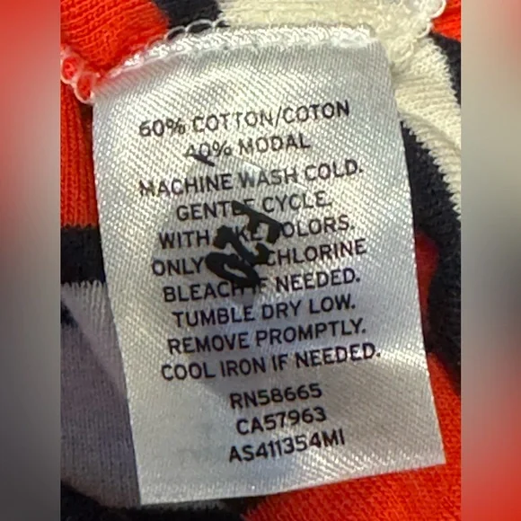 1901 striped boatneck red orange, blue, and white 3/4 sleeve XS - Picture 8 of 8